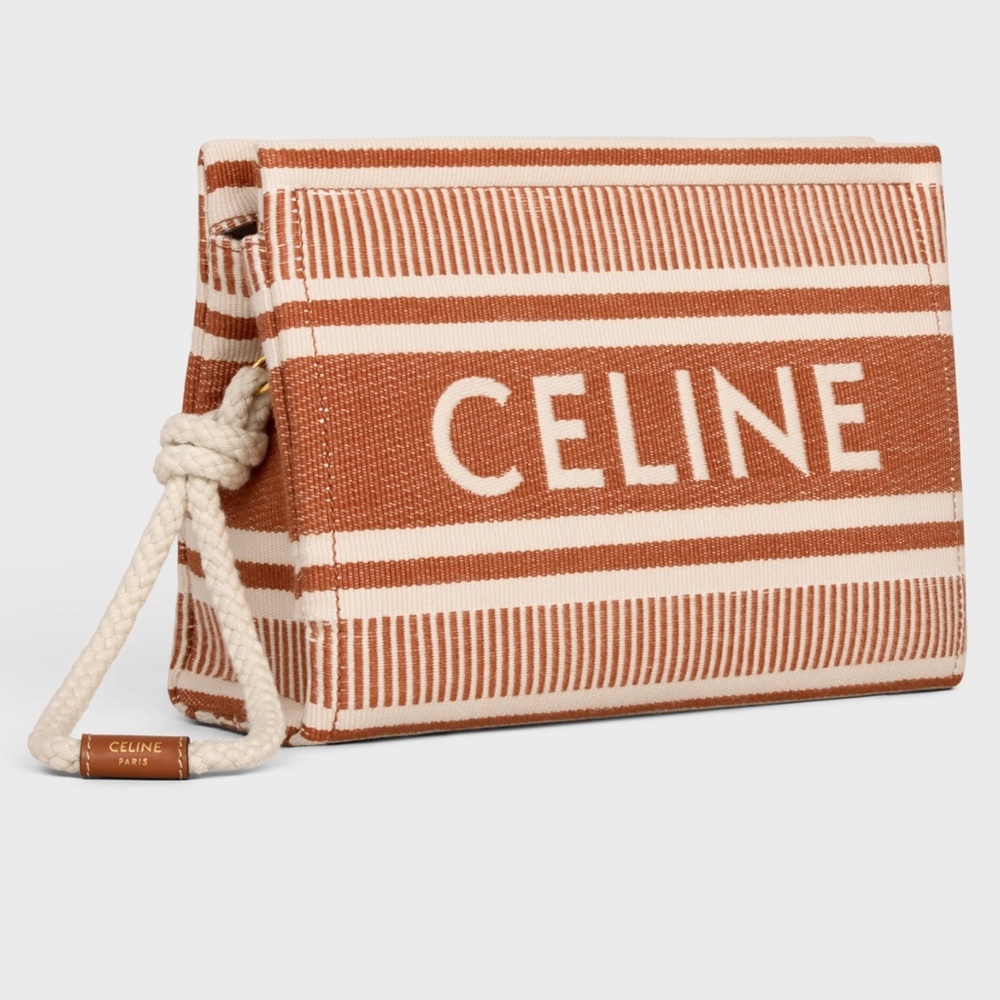 THAIS POUCH IN STRIPED TEXTILE WITH CELINE